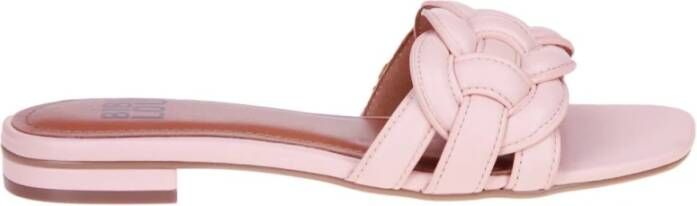 Bibi Lou Turnover leren slippers zalmroze