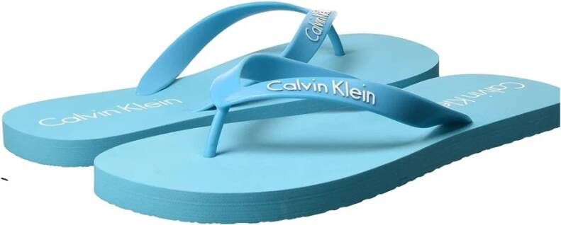 Calvin Klein Slippers met hiel en contrasterend en bovenste logo. , Blauw, Heren