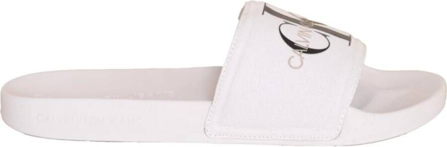 Calvin Klein Slide Monogram Co Bright , Wit, Dames