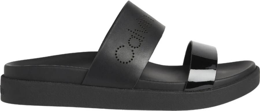 Calvin Klein slide perf/patent , Zwart, Dames