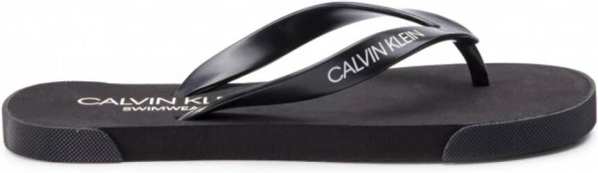 Calvin Klein Slippers met hiel en contrasterend en bovenste logo. , Zwart, Heren