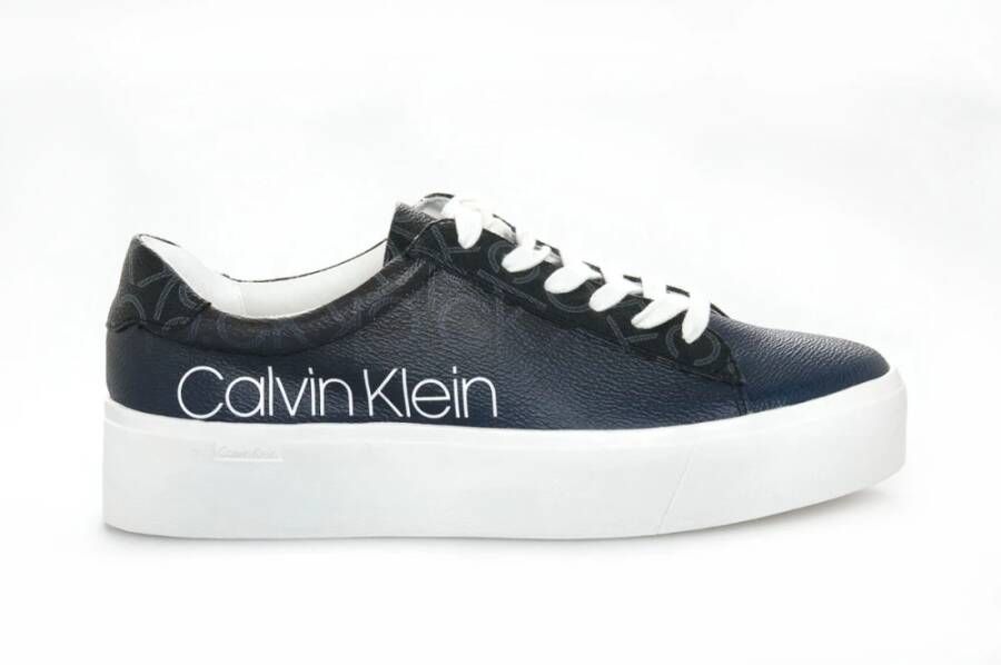 CALVIN KLEIN Janika leren plateau sneakers donkerblauw