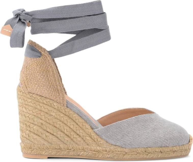 Castañer Chiara Wedge Sandal in grijs canvas en stof , Grijs, Dames