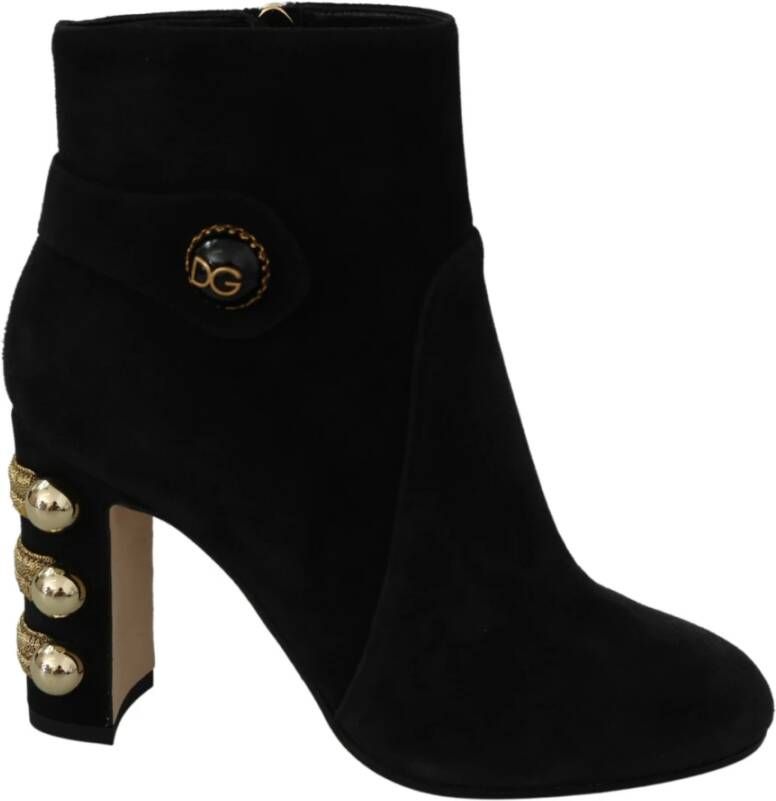 Dolce & Gabbana Suede korte ritsschoenen , Zwart, Dames