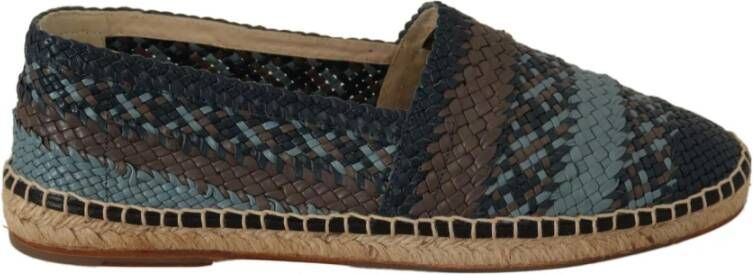 Dolce & Gabbana Blue Gray Slip On Buffalo Espadrille Shoes , Blauw, Dames