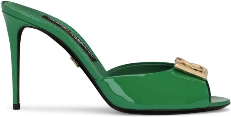 Dolce & Gabbana Glanzende hakken muilezels , Groen, Dames