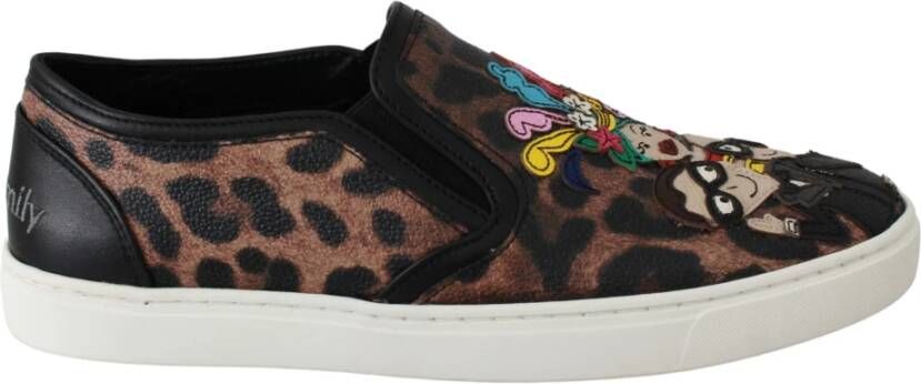 Dolce & Gabbana Leren loafers met luipaardprint , Bruin, Dames