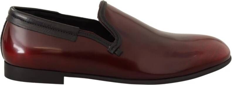 Dolce & Gabbana Bordeaux Patent Leather Dress Loafers Shoes , Rood, Heren