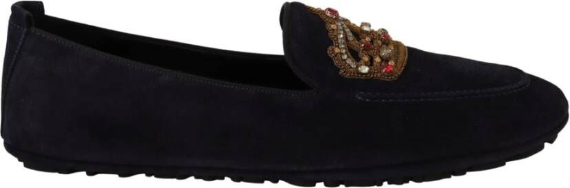 Dolce & Gabbana King loafer van kalfssuède met strass