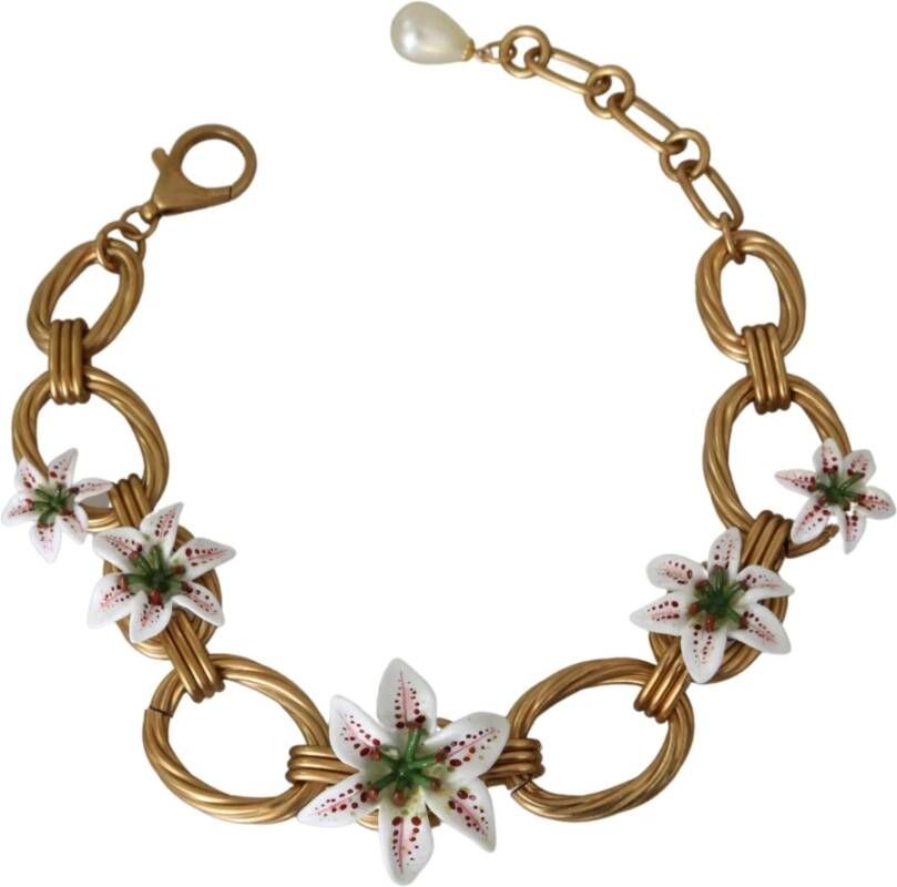 Dolce & Gabbana Chain Lilium Floral Choker Statement Necklace