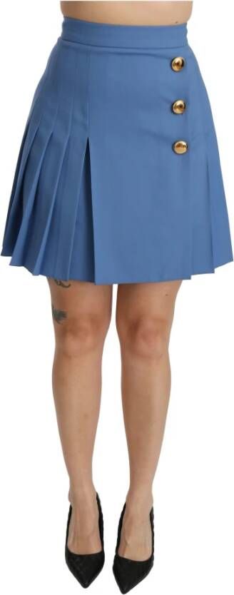 Dolce & Gabbana Geplooide mini rok met hoge taille , Blauw, Dames