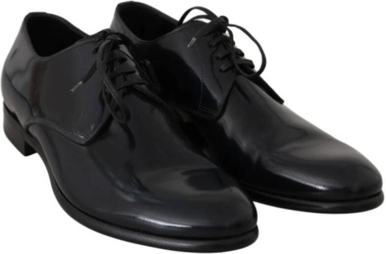 Dolce & Gabbana Laced Leather Derby schoenen , Blauw, Heren