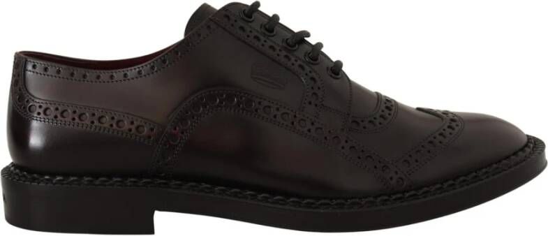 Dolce & Gabbana Purple Derby Perforated Embossed Crown Shoes , Paars, Heren