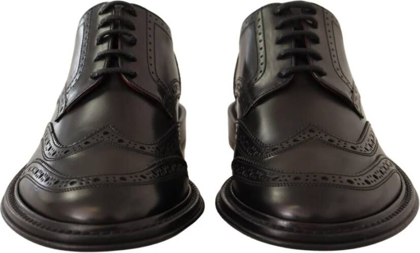 Dolce & Gabbana Wingtip lederen veter derby schoenen , Zwart, Heren