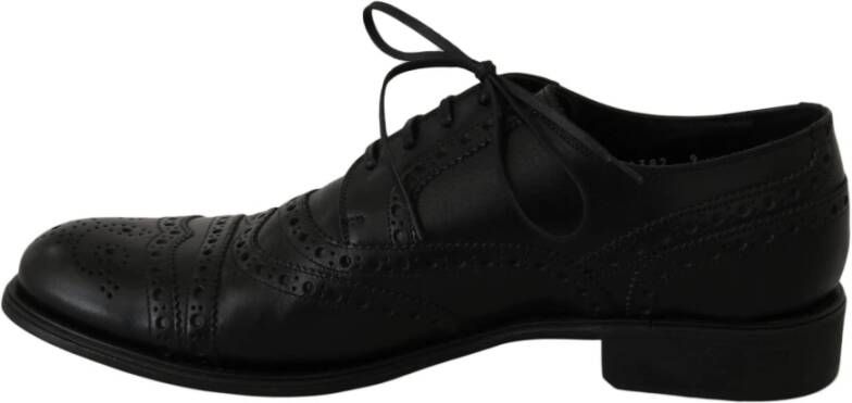 Dolce & Gabbana Leather Wingtip Oxford Schoenen , Zwart, Heren