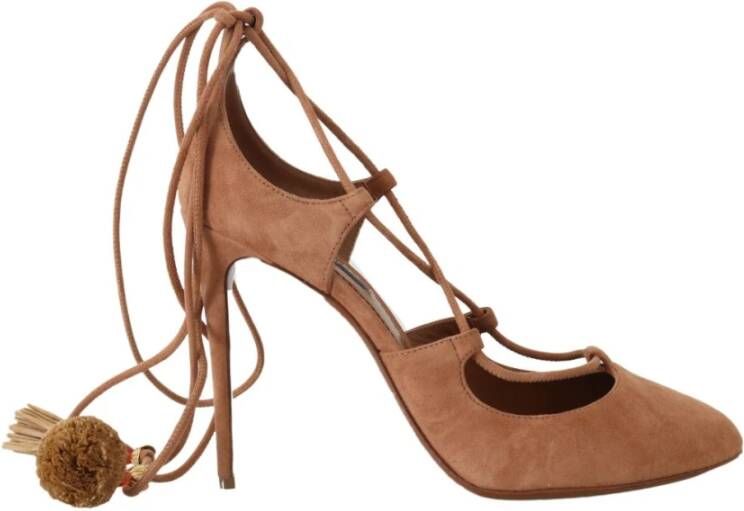 Dolce & Gabbana Suede Tassel enkelband pumps , Beige, Dames