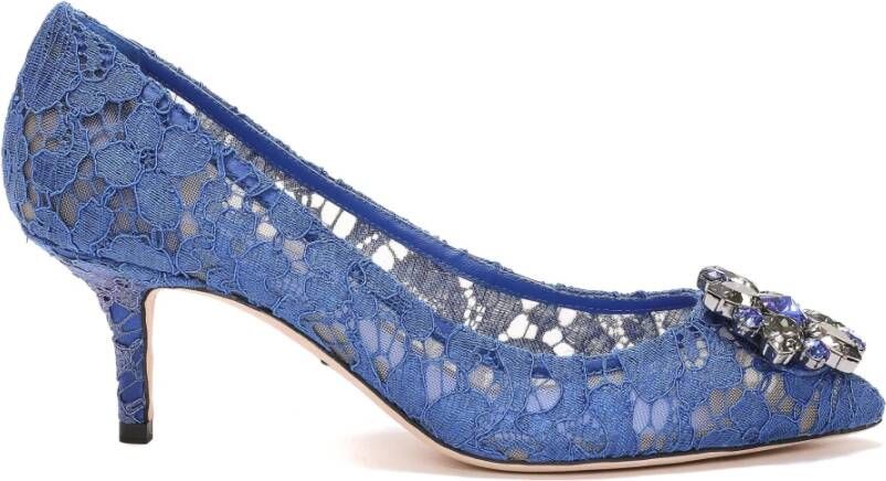 Dolce & Gabbana Pumps in Taormina Lace with Crystals , Blauw, Dames
