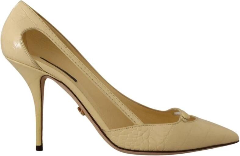 Dolce & Gabbana Yellow Exotic Leather Stiletto Heel Pumps Shoes , Geel, Dames