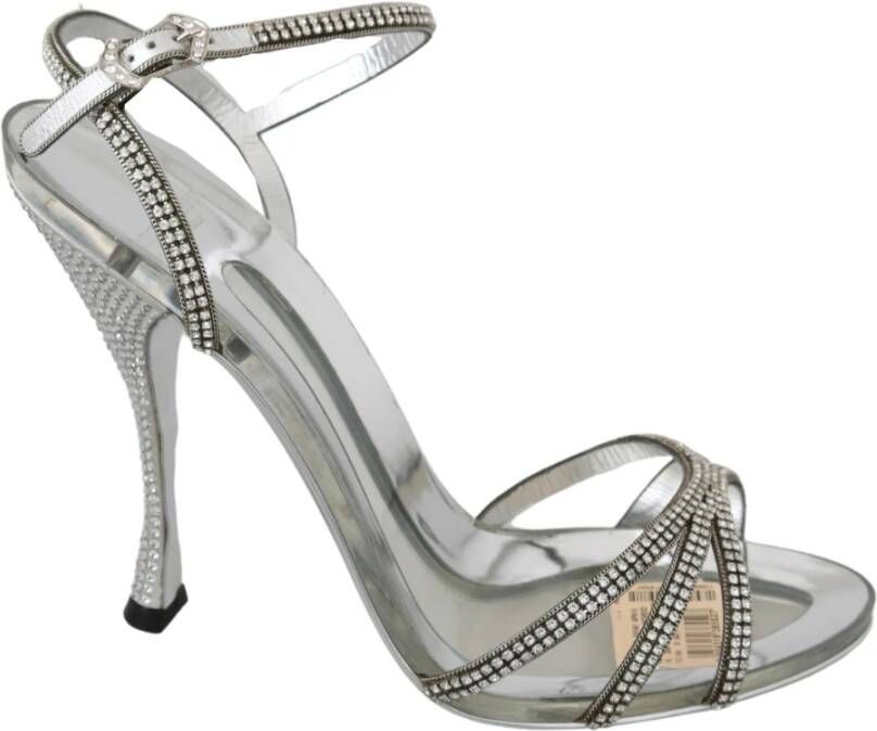 Dolce & Gabbana Crystal enkelriem sandalen schoenen , Grijs, Dames