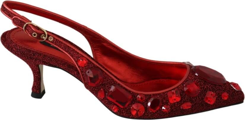 Dolce & Gabbana Crystal Christmas Slingbacks schoenen , Rood, Dames