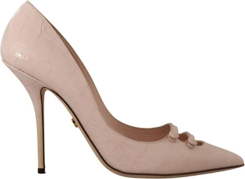 Dolce & Gabbana Pink Leather Heels Pumps Pointed Shoes , Roze, Dames