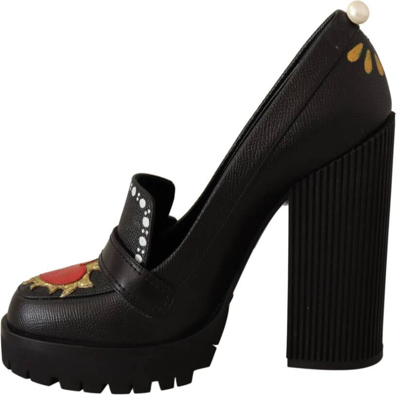 Dolce & Gabbana Lederen hart verfraaide pompen , Zwart, Dames