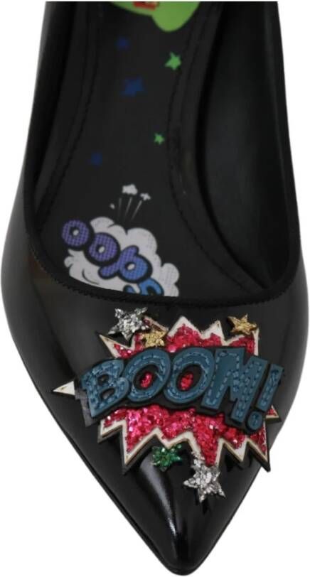 Dolce & Gabbana DG zwart lederen boom hakken pompen schoenen , Zwart, Dames