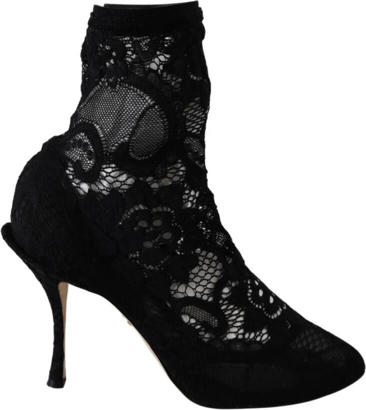 Dolce Gabbana Taormina Lace Socks Pumps Boots , Zwart, Dames