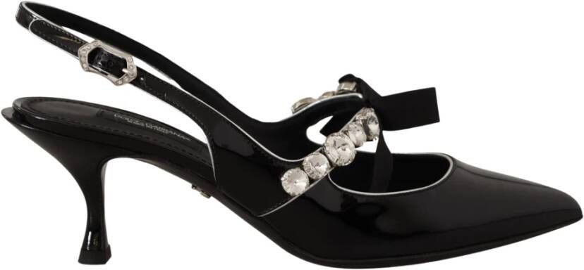 Dolce & Gabbana Crystal Slingbacks Shoes , Zwart, Dames