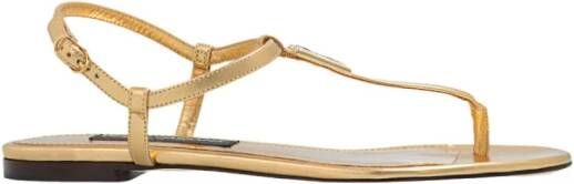 Dolce & Gabbana Nappa Mordore DG Thong Sandals , Beige, Dames