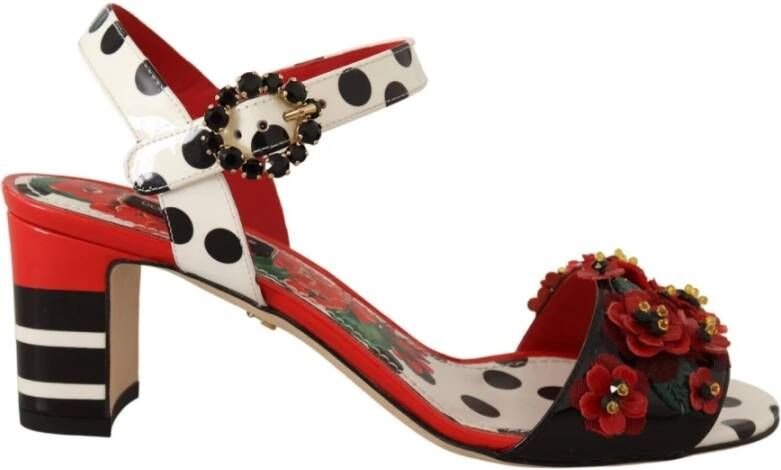 Dolce & Gabbana Veelkleurige bloemen kristallen sandalen schoenen , Wit, Dames