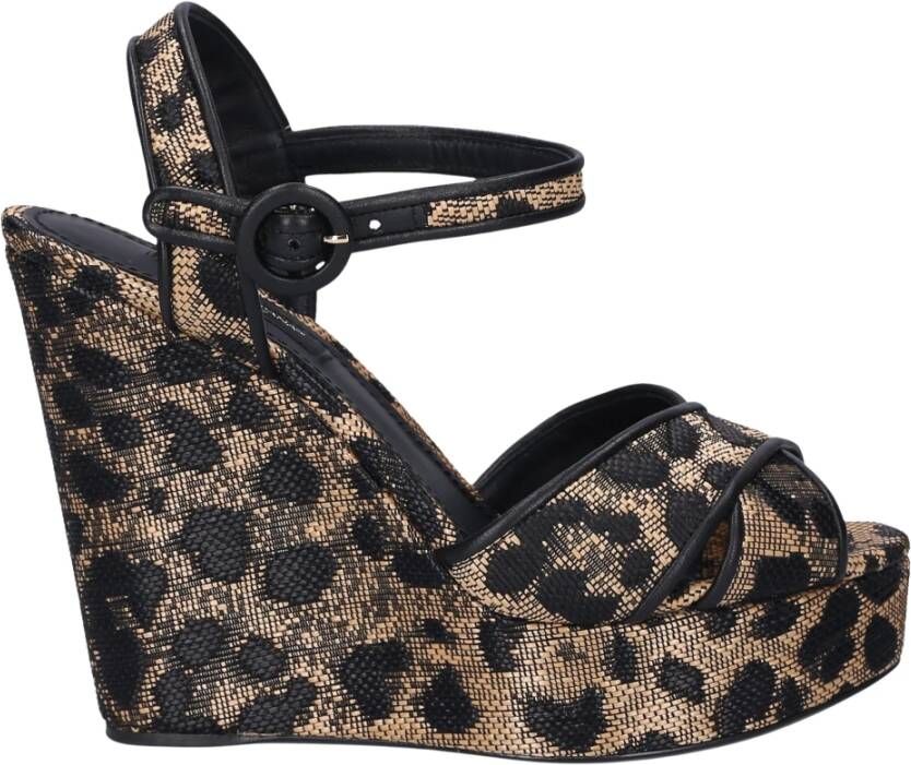 Dolce & Gabbana Devotion Wedge Sandals , Bruin, Dames