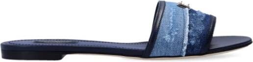 Dolce & Gabbana Mules Flat Patch Denim , Blauw, Dames
