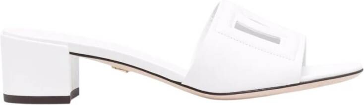 Dolce & Gabbana Kalfsleer muildieren met DG Millennials logo , Wit, Dames