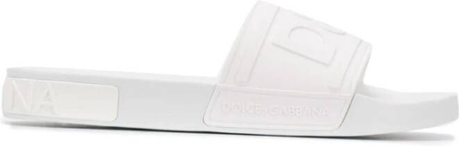 Dolce & Gabbana Rubber strandkleding schuifregelaars met DG logo , Wit, Heren