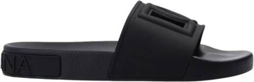 Dolce & Gabbana Slides with logo , Zwart, Dames