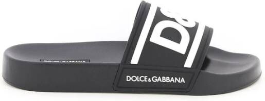 Dolce & Gabbana Slides with logo , Zwart, Dames
