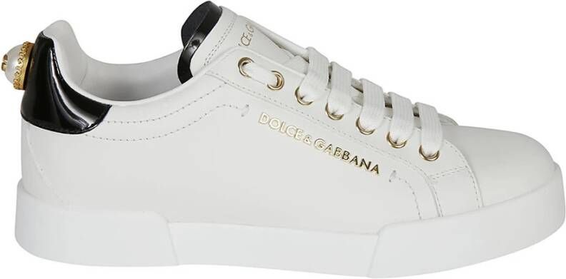 Dolce & Gabbana Portofino sneakers met letters , Wit, Dames
