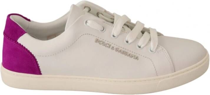 Dolce & Gabbana Leather Logo Womens Shoes , Wit, Dames