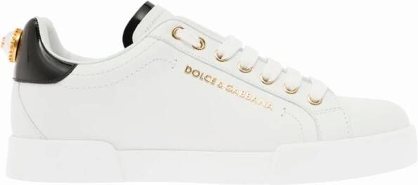 Dolce & Gabbana Portofino Sneakers with Lettering , Wit, Dames