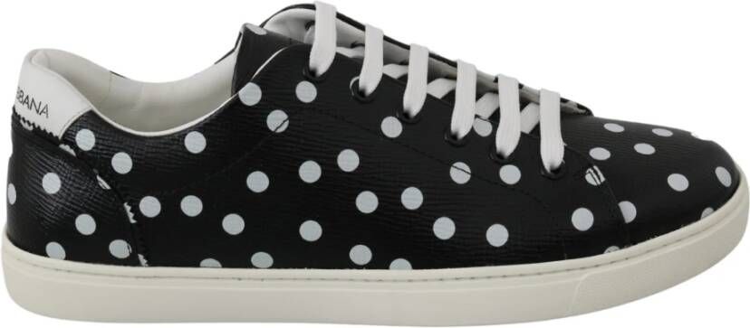 Dolce & Gabbana Lederen polka dots sneakers , Zwart, Dames