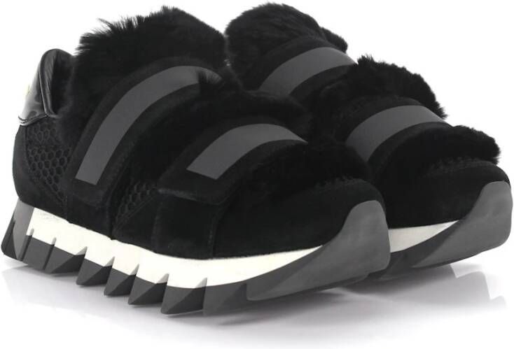 Dolce & Gabbana Sneakers lederen vacht details , Zwart, Dames