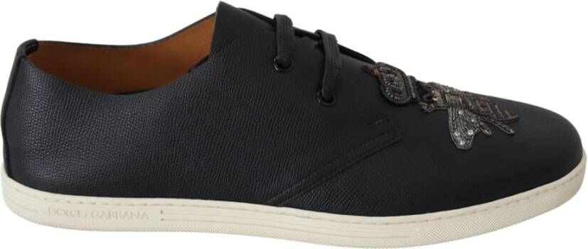 Dolce & Gabbana Lederen bijenkroonschoenen , Zwart, Heren
