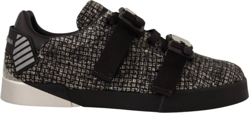 Dolce & Gabbana DG Zwart grijze wol katoenen casual sneakers , Zwart, Heren