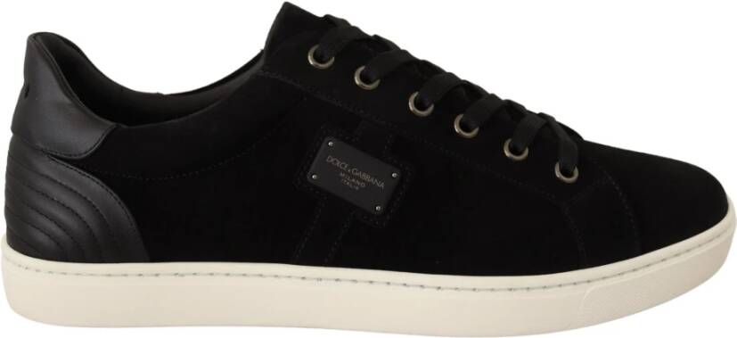 Dolce & Gabbana Suede Leather Low Tops Sneakers , Zwart, Heren