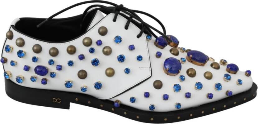 Dolce & Gabbana Lederen kristallen Kleed broek schoenen , Wit, Dames