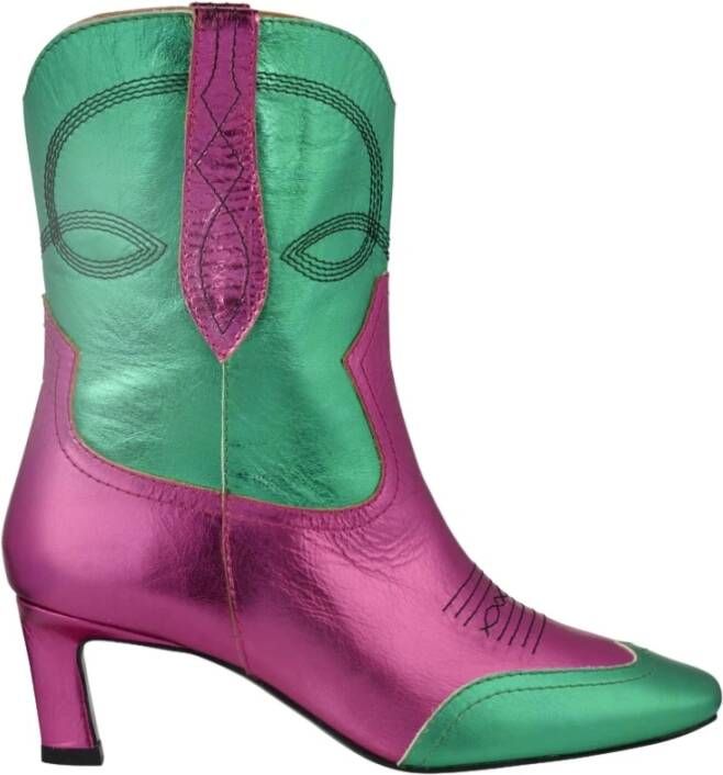 Dwrs Lanzarote metallic Westernboots , Groen, Dames