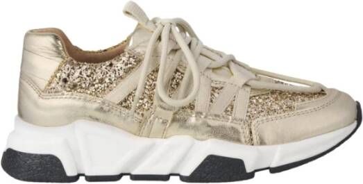 Dwrs Dwars Los Angeles glitter B9101 45 leer combi Champagne , Geel, Dames