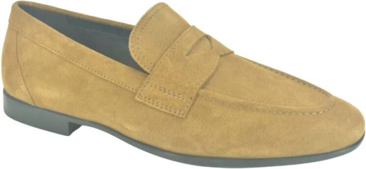 Geox Camel daim Moccassin Gekleed , Bruin, Heren