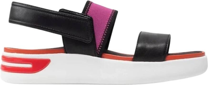Geox black orange casual open sandals , Zwart, Dames